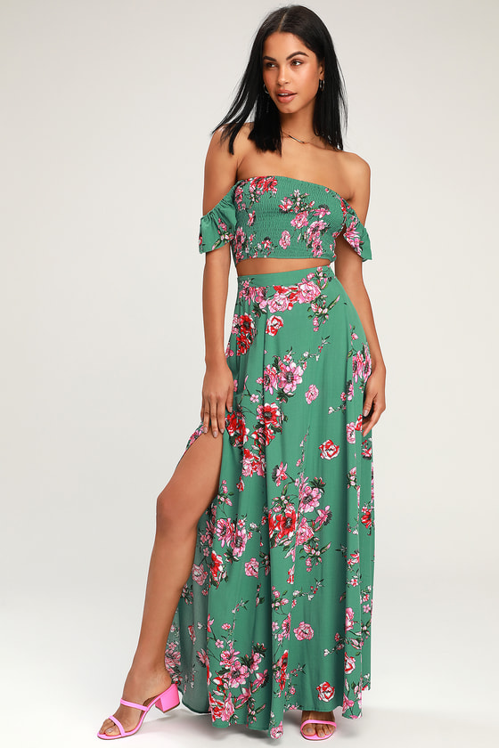 Two-Piece Maxi Dress - Floral Set ...